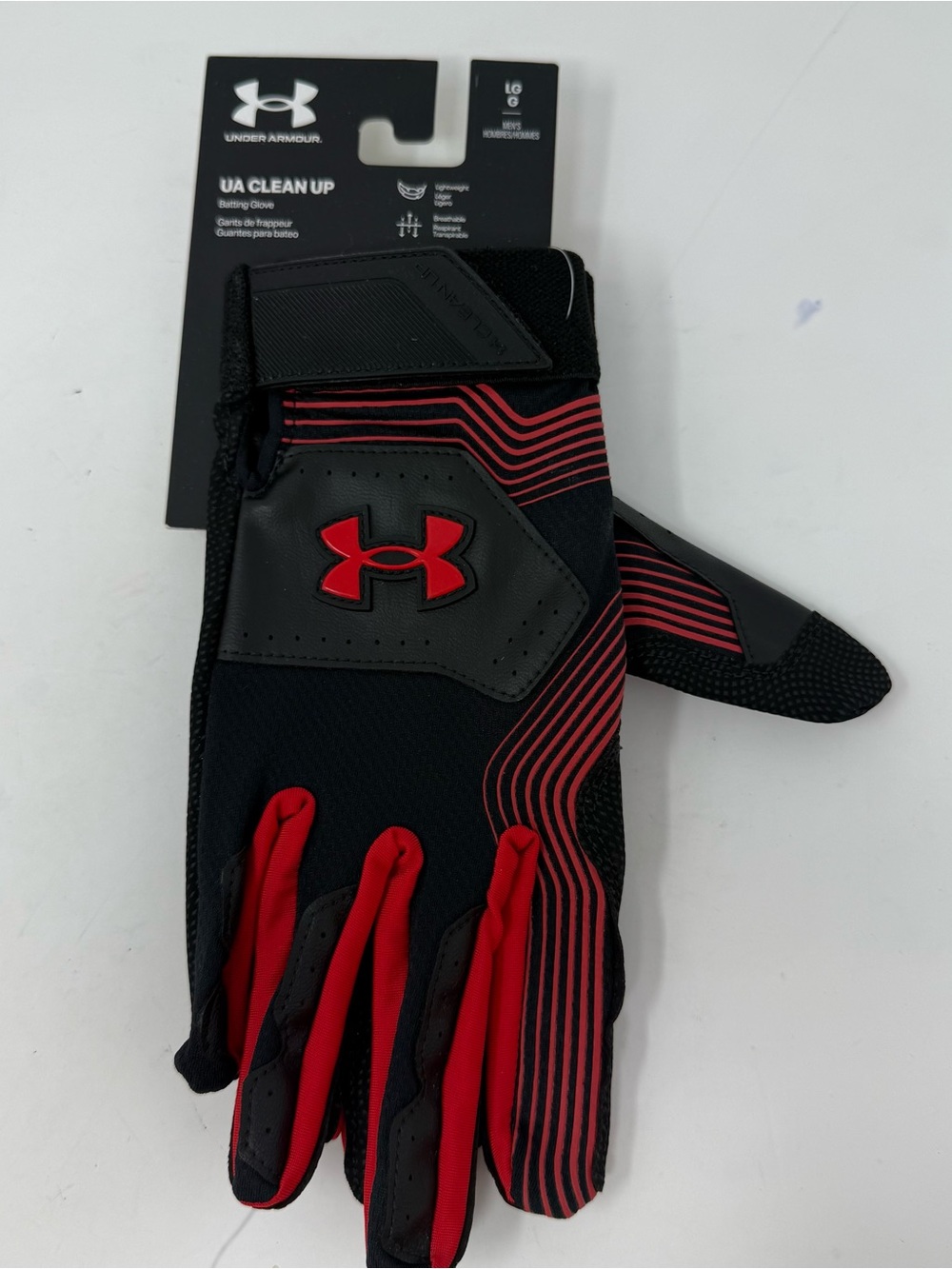 UNDER ARMOUR UA CLEAN UP Batting Glove Men’ Size Large Red Black NWT